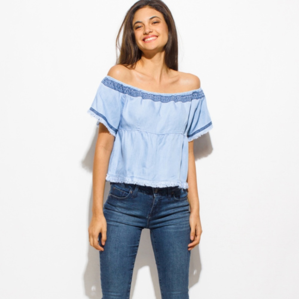 ECO FRIENDLY TENCEL EMBROIDERED CROP TOP